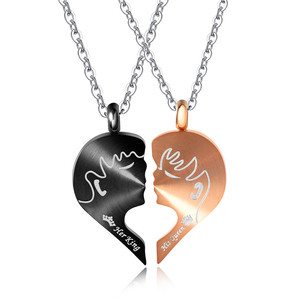 Lucu Ganda Jantung Liontin Pesona Anak Laki-laki dan Perempuan Sahabat Terbaik Selamanya Pasangan Kalung - Product Image 1
