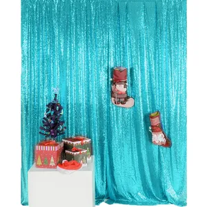 Di cerimonia nuziale Di Natale Decorazione Della Casa Della Luce Blu Grande Tessuto Paillettes <span class=keywords><strong>Tende</strong></span> con il Disegno Differente - Product Image 1