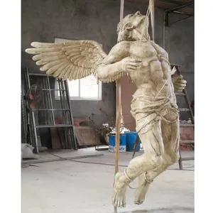 Feito sob encomenda tamanho vida anjo escultura de fibra de vidro