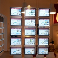 Présentoir LED ultra-mince anti-poussière pour vitrine, panneau publicitaire rectangulaire A3 pour agents immobiliers, fabriqué en Chine