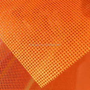 Tissu vinyle imperméable 8oz en vinyle, maille fluorescente, jaune et orange, matériel à trous standard, enduit de PVC