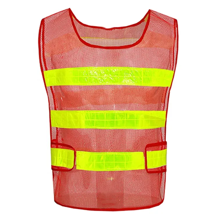 조절 Orange Red Mesh Safety Vest