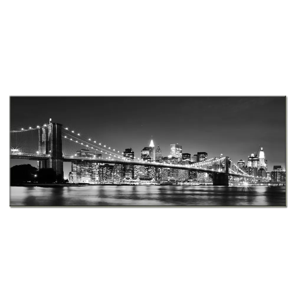 Ночной вид Нью-Йорк Бруклин мост домашний декор светящийся светодиодный холст искусство