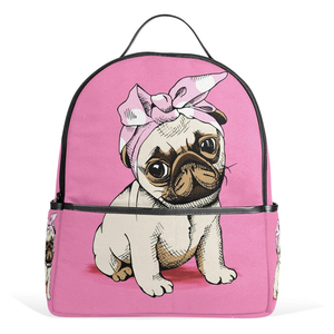Moda Rosa perro patrón de diseño ligero de hombro doble bolsa mochila escolar - Product Image 1