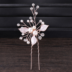 Gioielli per Capelli da Donna in Oro Rosa per Spose, Tiara con Perle e Strass a Forma di Fiore, Fermagli e Clip per Capelli Fatti a Mano, Accessori per Capelli da Matrimonio - Product Image 4