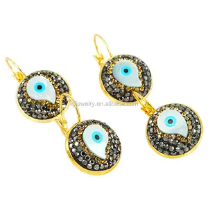 Fashion natural geode druzy agate stud earring, eye earrings with pave diamond,women earring wholesale