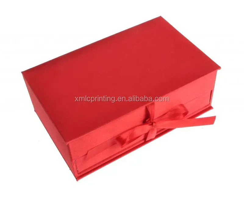 Nice printed decorative book shape packaging boxes with ribbon closure
