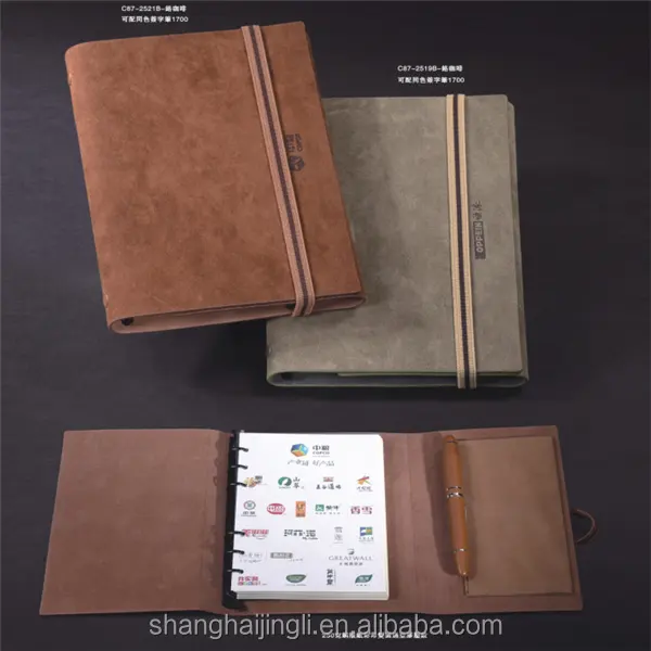 2016 personalizada hecha a mano de hojas sueltas diario notebook banda elastica notebook