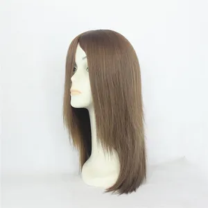 Fast shipping large stock silk top base wigs jewish wig suna remy straight human hair full lace wig with bangs jewish topper