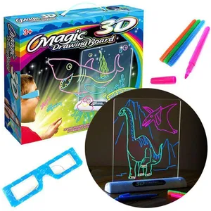 New 3D Drawing Board Light up Colorful Pen Painting Tablet Erasable Doodle Sketch Painting Glow in The Dark Kids Drawing Toy ABS