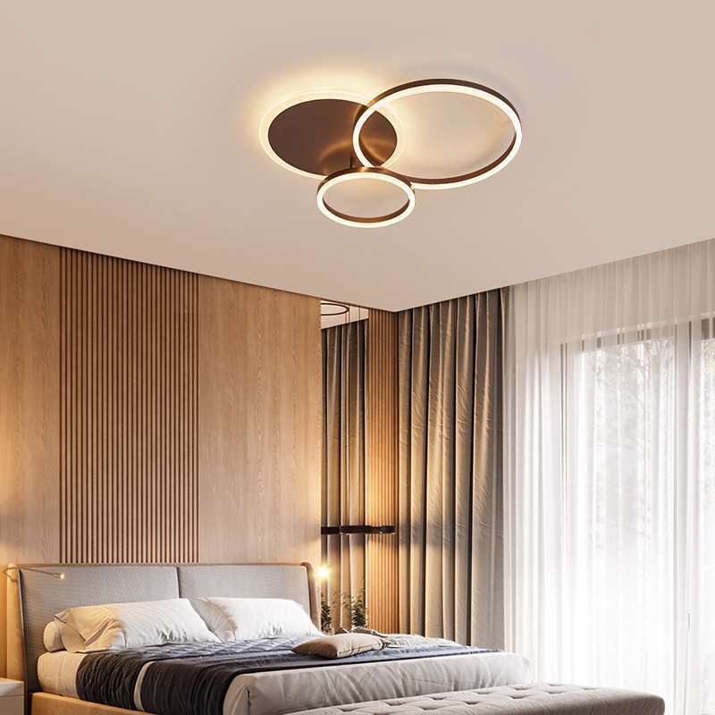 Nordic simple LED ceiling lamp three-tone light acrylic bedroom light new aluminum stepless dimming living room lamp