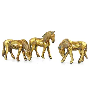 Resina di origine animale scultura in oro antico cavallo scultura della decorazione della casa