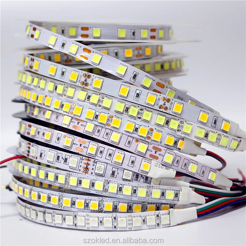5M RGB 방수 LED 스트립 5054 5050 12V 유연한 LED 테이프 빛 60 120Leds/m 밝은 5630 3528 SMD fita led 리본 램프