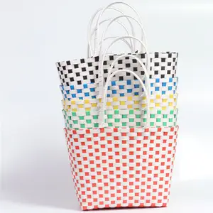 Load-bearing Handmade Rattan Woven Plastic Basket Handbag Large Tote