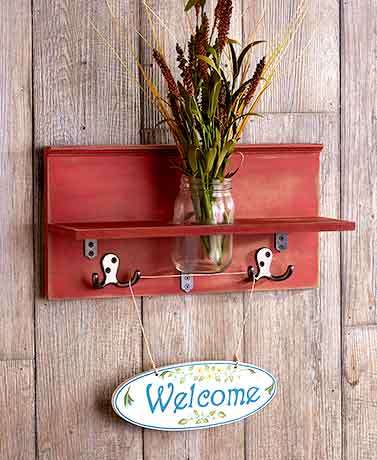 Новая модная многофункциональная настенная полка с каменной баночкой и крючками, новое деревянное домашнее настенное украшение