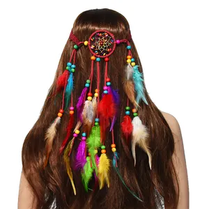 梦想捕手羽毛头发配件波西米亚民族风格复古长羽毛发带旅行简单