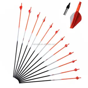 Super September 30'' Bright Orange Carbon Arrows OD 7.6mm ID 6.2mm For Bow Hunting +/- .003" Spine 400