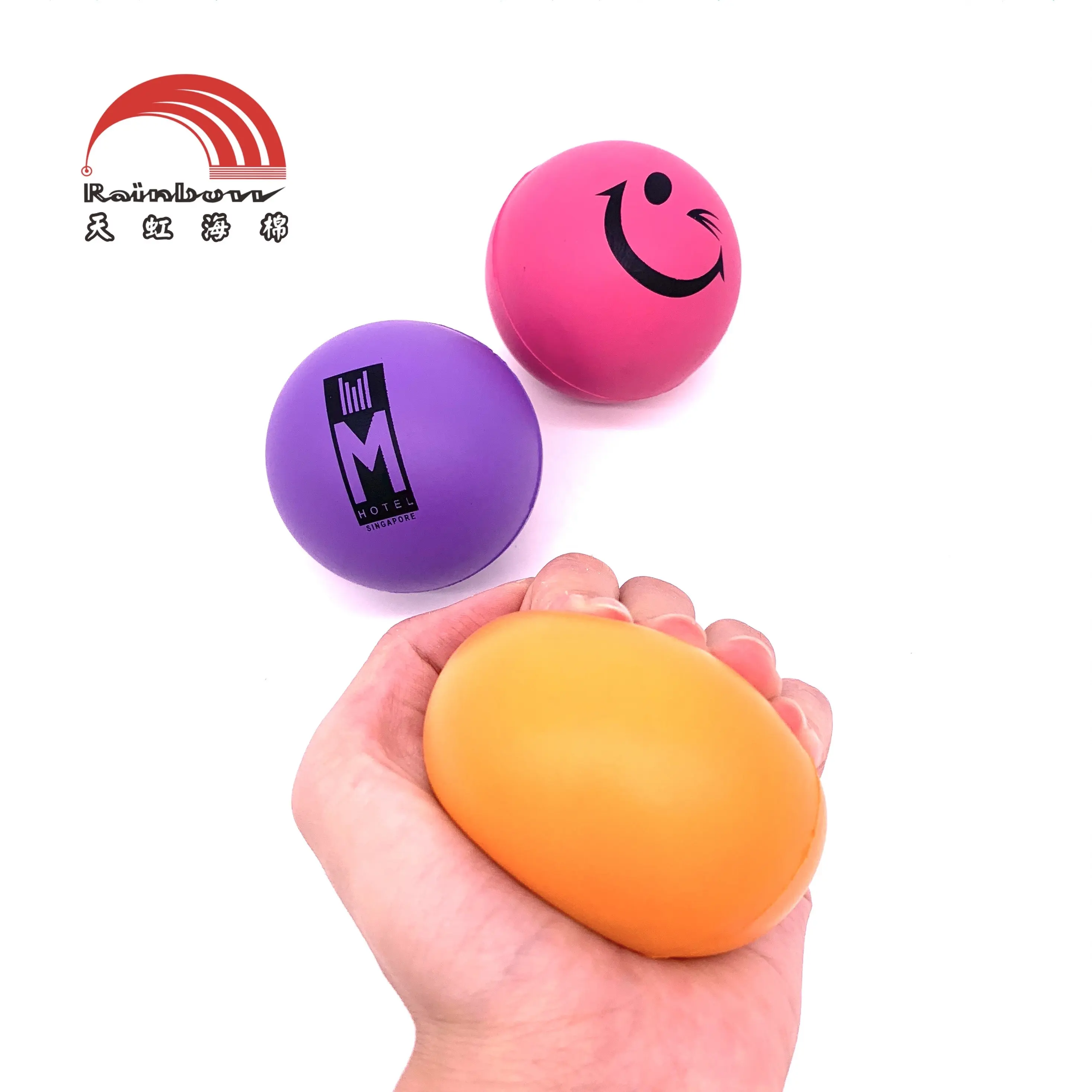 Promotional Toy Gift Wholesale Education Slow Rise Happy Smiley Face Hand Therapy Squishy PU Foam Sponge Anti Stress Ball