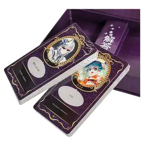 2023 Hot Sale Luxo Colorido Personalizado Deck Impressão 350 gms Papel De Arte Tarot Cartões Com Caixa Rígida Personalizada E Caixa De Ambos os Lados