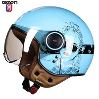 BEON светло-голубые черные наклейки, недорогие шлемы с открытым лицом 3/4 moto casco, винтажные шлемы для мужчин и женщин, мотоциклетный шлем