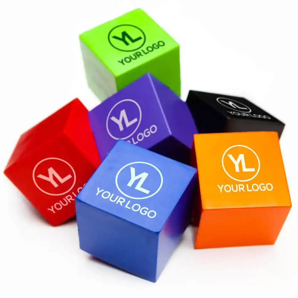 Bola de estrés de cubo de alta calidad con Logo impreso personalizado, barata, venta al por mayor, para promoción