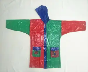 Многоцветный детский дождевик/пончо из ПВХ 0,13 мм