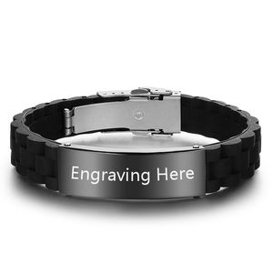 Engraving Medical Alert <strong>Women</strong> Men Kids Bracelet Black Personalized <strong>Wristband</strong> - Product Image 2