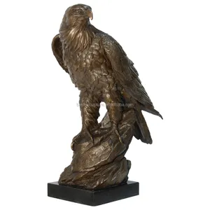 outdoor life size bronze bald eagle statue with marble base animal garden sculpture