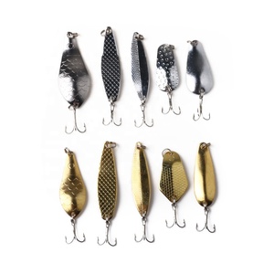 Hengjia Gold Silver Color Metal Spoon Shaped 1pcs/box Spoon Fishing Lures Set
