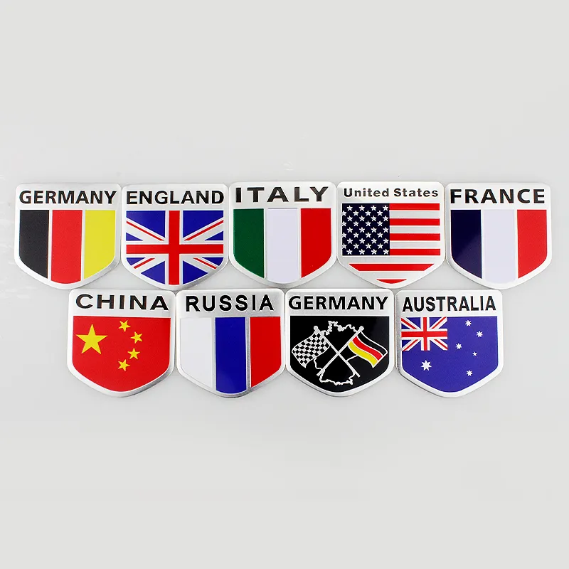 Vosson — drapeau <span class=keywords><strong>autocollant</strong></span> de voiture, emblème de drapeau personnalisé, en métal, étiquettes pour grattage, pour carrosserie