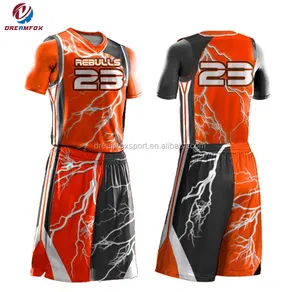 Cina Pemasok Basket Jersey Warna Orange, Desain Kamuflase Basket Jersey, Celana Pendek Basket Kain