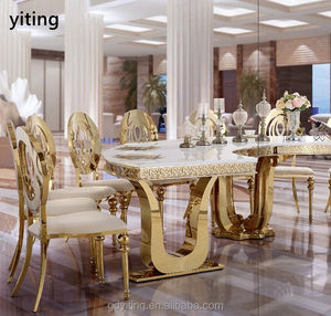 طاولة طعام عربية ذهبية من الفولاذ المقاوم للصدأ لحفلات الزفاف والمناسبات - Product Image 1