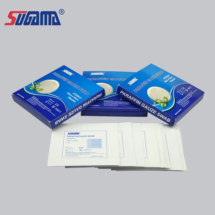 Medicated fabric 100% cotton paraffin gauze swab for wound medical paraffin gauze