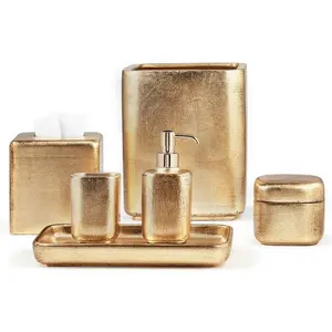 Huis & Tuin Hotel Balfour 6 Pcs Fancy Keramische Badkamer Luxe Accessoires Met Gouden Antieke Glazuur