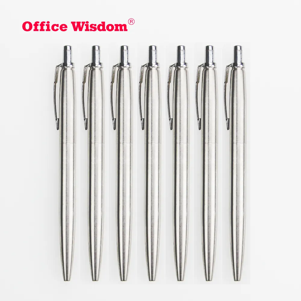 Bright silver metallic color Boat shape metal clip ballpoint pen with good quality