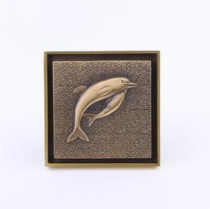 Cubiertas Decorativas para Desagües de Latón Antiguo Rozin, Desagüe de Piso para Ducha de 100 mm x 100 mm, Forma de Delfín, Desagüe de Ducha de 4 Pulgadas - Product Image 2