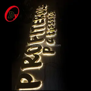 Custom made magasins publicité lumineuse inverse en métal led lettres de canal signes halo allumé lettres de signe