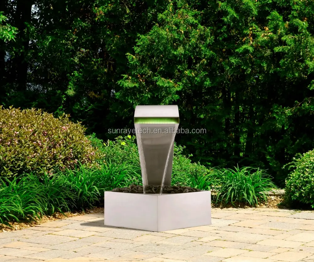 H80cm Entenschnabel-Wasserfall aus Edelstahl mit wasserdichtem RGB-LED-Wasserspiel für Haus und Garten