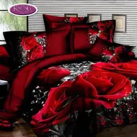 Conjunto de edredor doméstico, conjuntos de cores preto vermelho rosa 3d queen