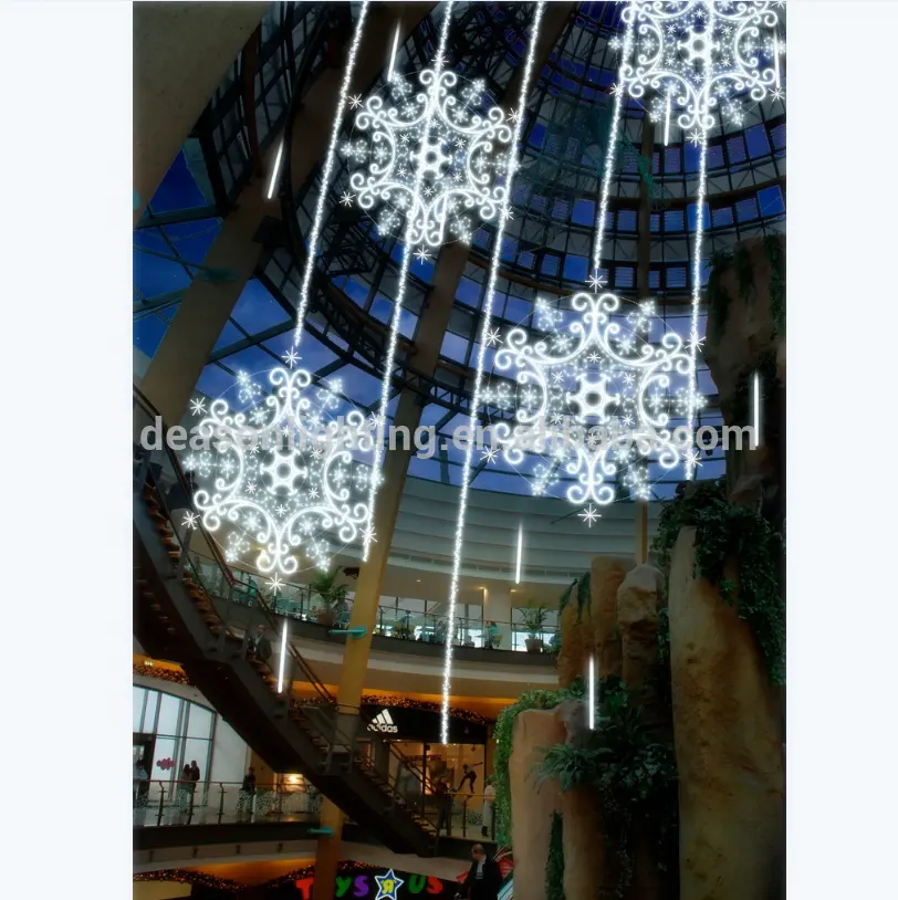 customize commercial shopping mall hotel christmas decoration hanging led big snowflakes motif Light