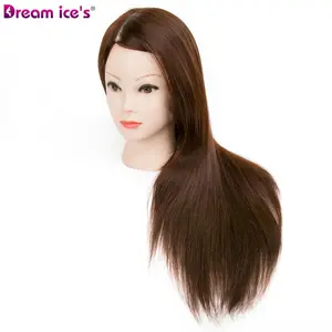 Hairdressing Training Head Dummy Model Mannequin HeadWith Clamp Brown Color Synthetic Hair