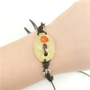 Braccialetti luminosi Fagiolo Rosso Naturale Ant Fatti A Mano Reale Insetto Bande di Mano Glow In The Dark Regali Degli Uomini Delle Donne Del Braccialetto Amico gioielli - Product Image 3