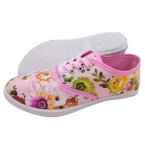 Bajo Precio PVC inyección impreso flores lienzo zapatos para las mujeres 2017 - Product Image 4