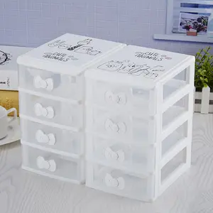 4 계층 투명 탁상 작은 플라스틱 파일 서랍 상자 스토리지 미니 캐비닛