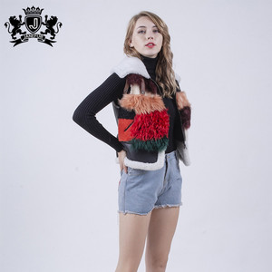 Venta caliente señora elegante abrigo de piel real de lana abrigo de piel de invierno niñas <span class=keywords><strong>Chaleco</strong></span> de piel - Product Image 2