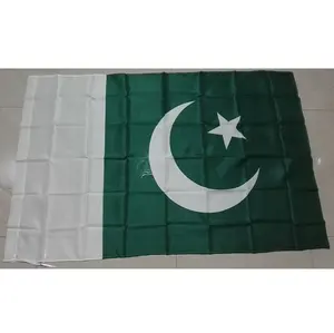 Cheap stock 100%polyester 3*5ft pakistani flag with grommets