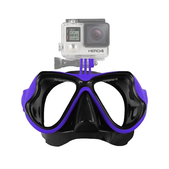 Máscara de buceo con lentes de cristal templado, nuevo diseño, máscara de buceo de silicona para GoPro Hero 4 3 + 3 2 5 6