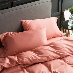 Set Tempat Tidur Katun Murni Warna Polos/Set Seprai/Linen Tempat Tidur