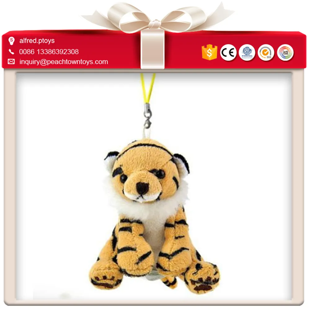 Chaveiro de tigre de pelúcia personalizado, animal selvagem da floresta