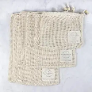 Túi Sản Xuất Sipima Set Cotton Hữu Cơ Lưới Túi Sản Xuất Bông Hữu Cơ Có Thể Tái Sử Dụng